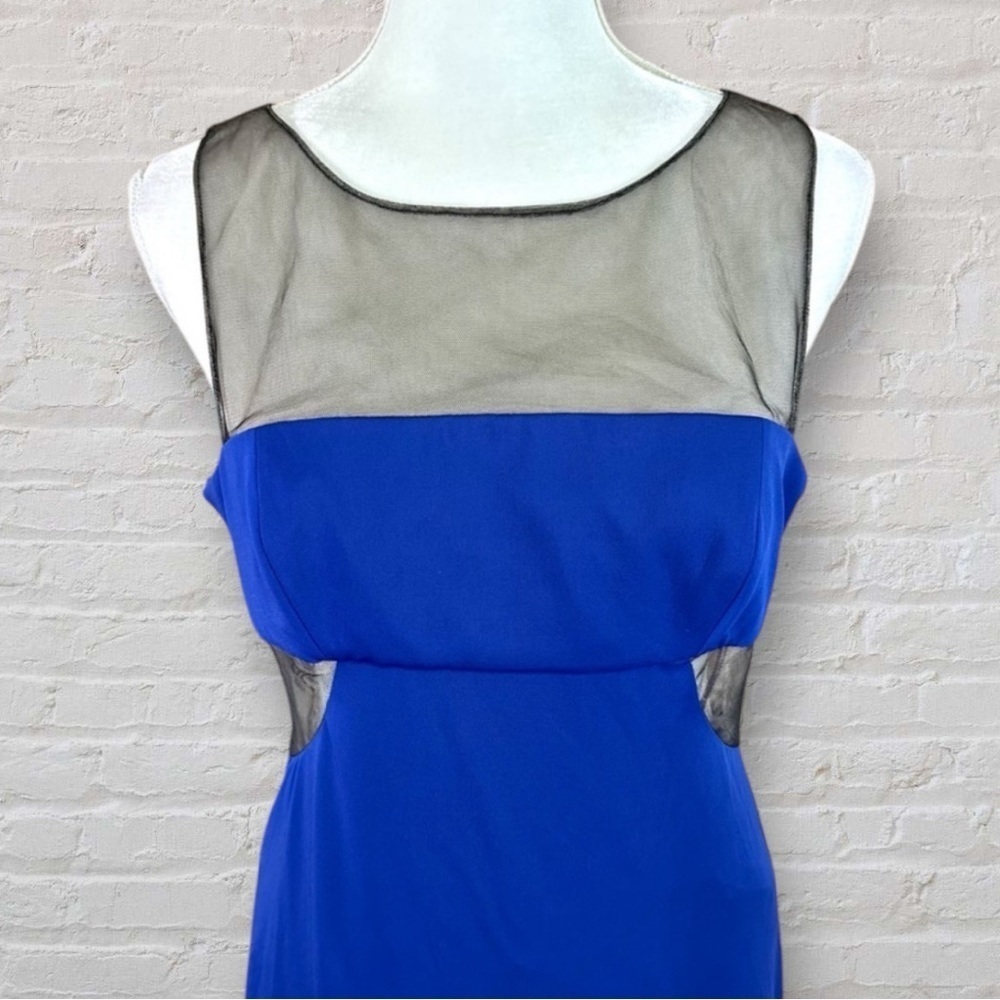 NTW BCBGMaxAzria "Waverly" Royal Blue Cocktail / Party Dress w/ Sheer Detail-M - Picture 3 of 9
